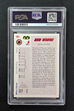 1991 Upper Deck - Nicklas Lidstrom #587 Young Guns RC Red Wings - PSA 10 GEM MT - Image 2