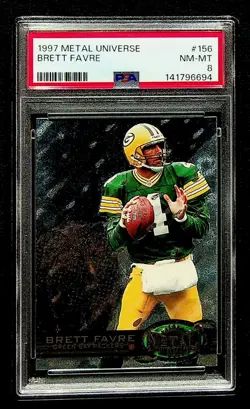 Brett Favre Packers #156 1997 Skybox Metal Universe Card Graded PSA 8 NM-MT - Image 1