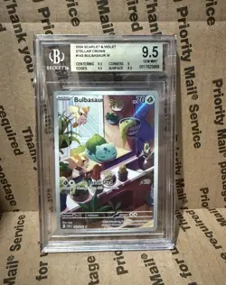 Pokemon TCG Bulbasaur Stellar Crown 143/142 IR BGS 9.5 Gem Mint Full Art - Image 1