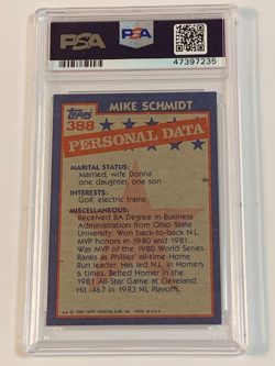1984 Topps All-Star #388 Mike Schmidt - PSA 10 (Gem MT) - Image 2
