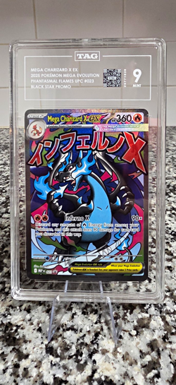 TAG 9 Mega Charizard X ex 023 Me: Mega Evolution Promo Holo 360 HP (2025) - Image 1