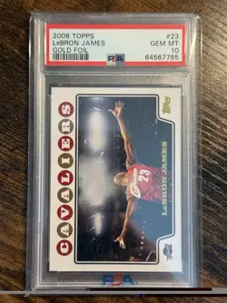 2008 Topps #23 LeBron James Gold Foil Chalk Toss Cavaliers PSA 10 GEM MT - Image 1