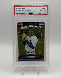 2006 TOPPS #641 JUSTIN VERLANDER RC TIGERS PSA 10 - Image 1