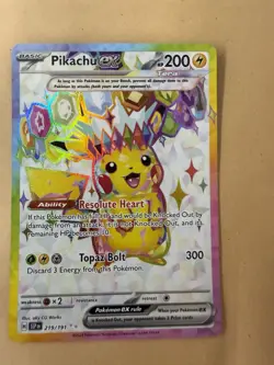 Pokemon TCG Pikachu EX Surging Sparks Ultra Rare Card - Image 1