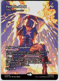 Patriotic Shield Sword of Fire and Ice Borderless 100 Marvel Super Heroes MTG - Image 1