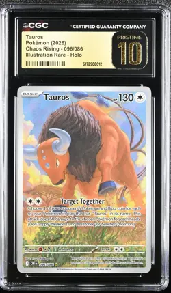 2026 Pokemon Chaos Rising Tauros Illustration Rare #096/086 CGC 10 PRISTINE - Image 1