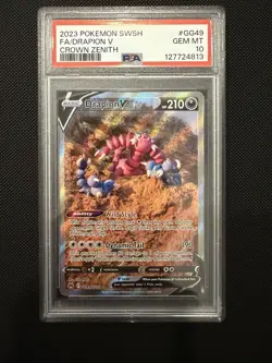 2023 POKEMON SWORD & SHIELD CROWN ZENITH #GG49 FULL ART/DRAPION V PSA 10 - Image 1