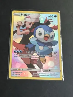 Pokemon TCG Piplup Holo Secret Rare Card Sun & Moon Cosmic Eclipse 239/236 - Image 1