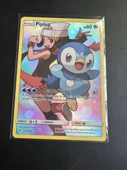 Pokemon TCG Piplup Holo Secret Rare Card Sun & Moon Cosmic Eclipse 239/236 - Image 4
