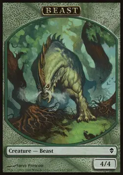 MTG Magic the Gathering Token - Beast (9/280) Zendikar LP - Image 1