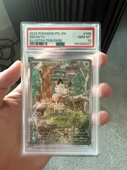 2025 POKEMON PFL EN-PHANTASMAL FLAMES ILLUSTRATION RARE #106 MEOWTH PSA 10 - Image 1