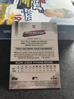 2026 Topps Finest Troy Melton RARE Mini Diamonds #230 Detroit Tigers RC Rookie - Image 2