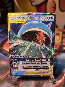 Magikarp & Wailord GX SM166 Sm Holo DMG BUT GOOD POKEMON TCG WOW LOOK TAG TEAM - Image 1