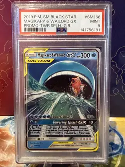 Pokemon TCG Magikarp Wailord Tag Team GX SM166 Promo PSA Graded 9 Mint Low Pop - Image 1
