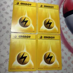Lot of 4 - Lightning Energy 100/102 Common Base Set LP Pokemon Card 95, 96, 98 - Image 1