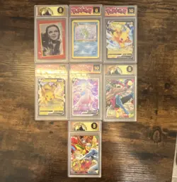 All World Grading AWG Graded 7-Card Lot Pokemon Pikachu V Mewtwo V Seadra - Image 1