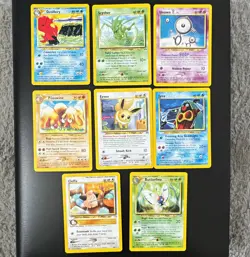 Nintendo Pokemon TCG Neo Discovery 8 Card Lot Octillery Scyther Eevee 2001 - Image 1