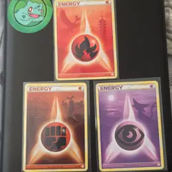 Pokemon TCG HeartGold SoulSilver Basic Energy 3-Card Lot Fire/Fighting/Psychic - Image 1
