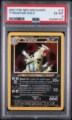 2001 Pokemon Neo Discovery Tyranitar Holo 12/75 PSA 6 - Image 1