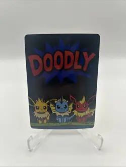 PokeDoodly Doodly Eeveelution Fan Art Card Black Holo Pokemon #/50 Serialized - Image 1