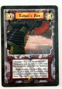 Toturi's Fan L5R Legends of the Five Rings CCG Crimson and Jade 1997 - Image 1