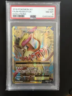 Pokemon XY Evolutions M Pidgeot EX 105/108 PSA 8 - Image 1