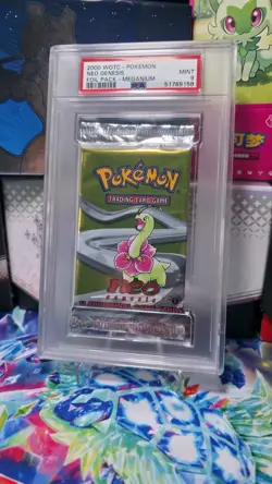 2000 WOTC Pokemon Neo Genesis Booster Pack - Meganium - PSA 9 MINT - 1st Edition - Image 1