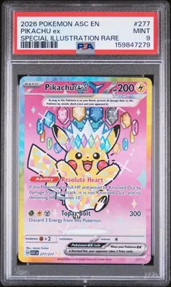 2026 POKEMON ASC EN-ASCENDED HEROES SPECIAL ILLUSTRATION RARE PIKACHU EX PSA 9 - Image 1