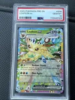 2025 POKEMON PRE EN-PRISMATIC EVOLUTIONS #006 LEAFEON EX PSA 10 - Image 1