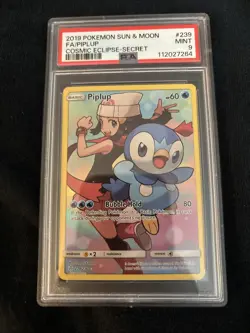 2019 POKEMON SUN & MOON COSMIC ECLIPSE SECRET #239 FULL ART/PIPLUP PSA 9 - Image 2