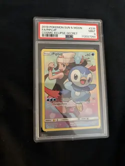 2019 POKEMON SUN & MOON COSMIC ECLIPSE SECRET #239 FULL ART/PIPLUP PSA 9 - Image 3