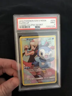 2019 POKEMON SUN & MOON COSMIC ECLIPSE SECRET #239 FULL ART/PIPLUP PSA 9 - Image 5