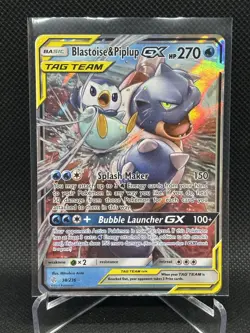 Blastoise & Piplup GX TAG TEAM 38/236 SM Cosmic Eclipse Holo Ultra Rare 270 - Image 1