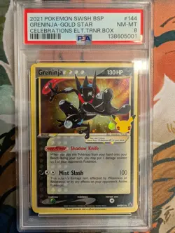 2021 Pokemon Greninja Gold Star SWSH144 Celebrations Promo PSA 8 - Image 1