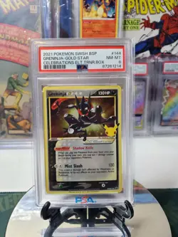 PSA 8 NM-Mint Pokemon Greninja Gold Star Celebrations #144 SWSH144 2021 Promo - Image 1