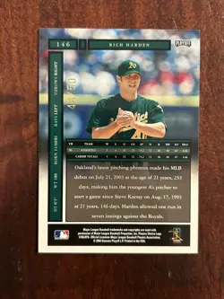 Rich Harden 2004 Playoff Honors Autograph Auto Oakland A's # /50 - Image 2
