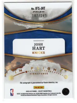 2023 Panini Select Josh Hart #IFS-JHT In Flight Auto Prizm /249 - Image 2