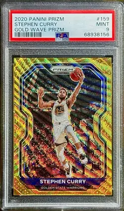 Stephen Curry PSA 9 - 2020 Prizm #159 GOLD WAVE - Golden State Warriors - Image 1