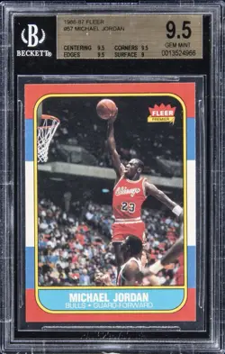 1986 Fleer Michael Jordan #57 Rookie RC BGS 9.5 GEM MINT INVESTMENT GRADE! - Image 1
