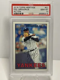 DIDI GREGORIUS 2016 Topps Heritage ACTION IMAGE VARIATION SP #21 PSA 10 Yankees - Image 1