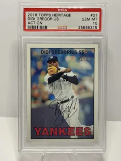 DIDI GREGORIUS 2016 Topps Heritage ACTION IMAGE VARIATION SP #21 PSA 10 Yankees - Image 3