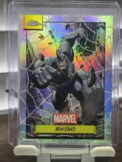 2024 Topps Chrome Marvel #69 Rhino /399 Spider Web Refractor - Image 1
