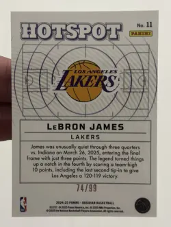2024-25 Obsidian Lebron James HotSpot Electric Etch Orange Flood /99 Lakers 11 - Image 3