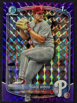 Gage Wood 2025 Bowman Draft 1st Purple Geometric Refractor 112/250 PHILLIES - Image 1