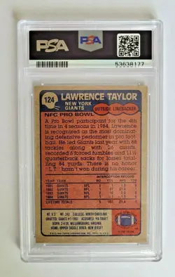 1985 Topps Lawrence Taylor ALL PRO #124 PSA 7 NM - Image 2
