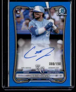 CARTER JENSEN 2026 BOWMAN CHROME TRUE BLUE ROOKIE AUTO REFRACTOR AUTO 089/150 - Image 1