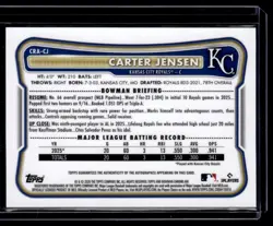 CARTER JENSEN 2026 BOWMAN CHROME TRUE BLUE ROOKIE AUTO REFRACTOR AUTO 089/150 - Image 2