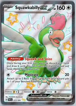 Squawkabilly ex 223/091 Shiny Ultra Rare Paldean Fates Pokemon NM - Image 1
