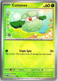 Cottonee (Master Ball Pattern) 007/131 Common Prismatic Evolutions Pokemon NM - Image 1