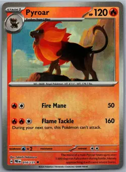 Pyroar 016/131 MASTER BALL Uncommon Prismatic Evolutions Pokemon NM - Image 1